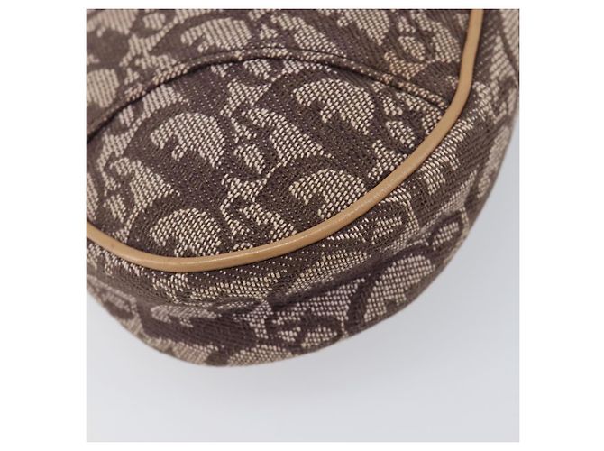 Christian Dior Trotter Canvas Saddle Pouch Brown Gold Tone - vista 11