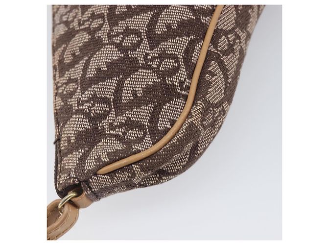 Christian Dior Trotter Canvas Saddle Pouch Brown Gold Tone - vista 13
