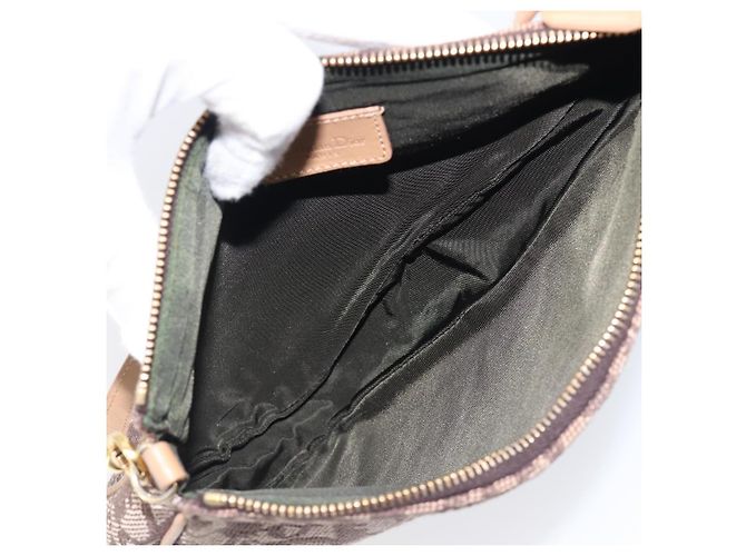 Christian Dior Trotter Canvas Saddle Pouch Brown Gold Tone - vista 17