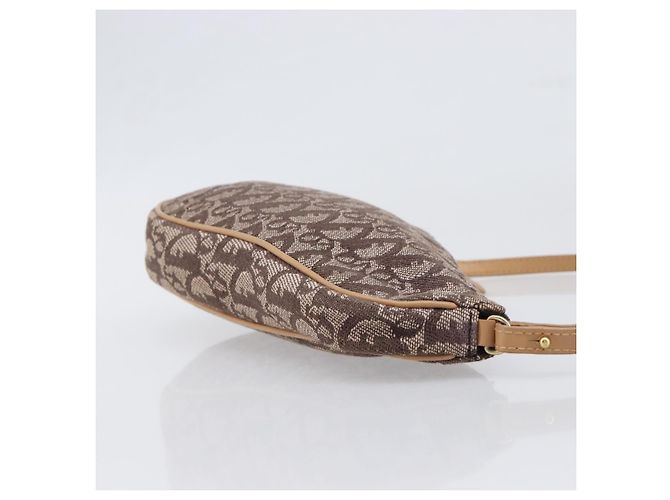 Christian Dior Trotter Canvas Saddle Pouch Brown Gold Tone - vista 4