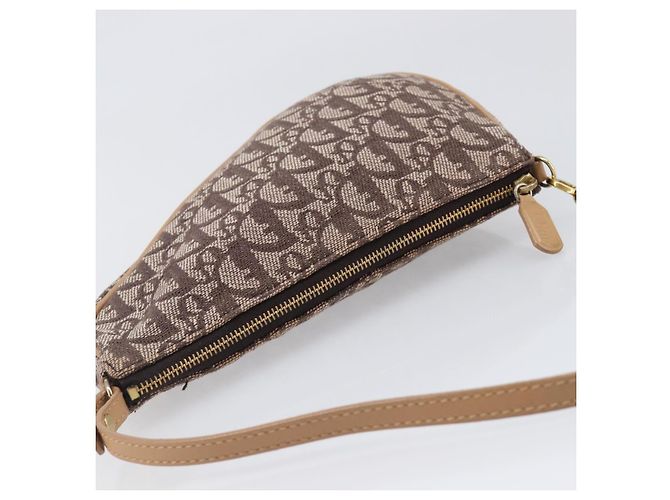 Christian Dior Trotter Canvas Saddle Pouch Brown Gold Tone - vista 6
