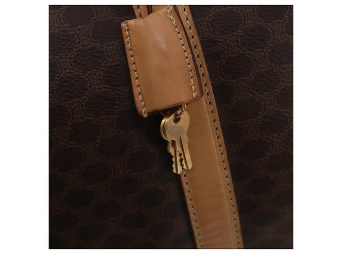 Céline CELINE Macadam Canvas Boston Bag PVC Leder Braun Gold - Ansicht 16