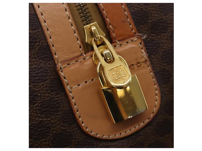 Céline CELINE Macadam Canvas Boston Bag PVC Leder Braun Gold - Ansicht 17