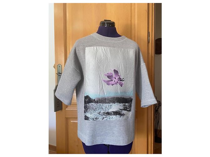 Christian Dior Wollpullover mit Orchideen-Motiv Grau - Ansicht 2