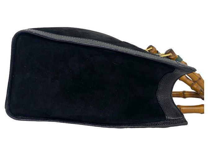 Bamboo Borsa Gucci Vintage in pelle scamosciata e bambù Nero - vista 6