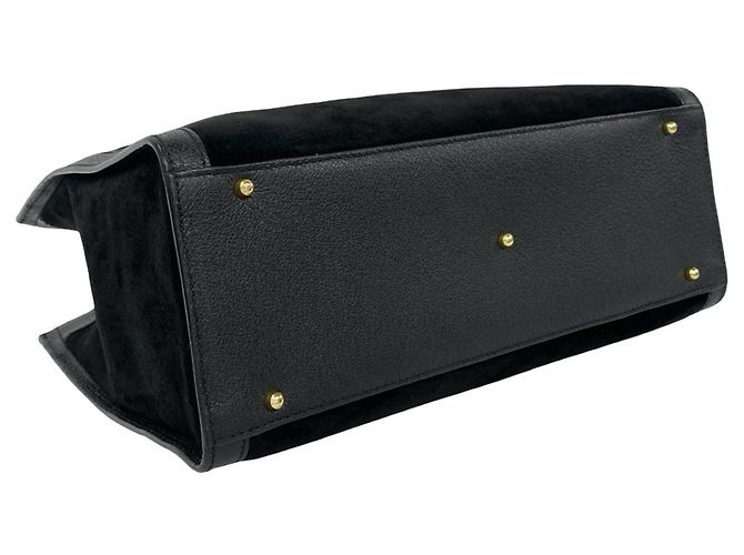 Bamboo Borsa Gucci Vintage in pelle scamosciata e bambù Nero - vista 7