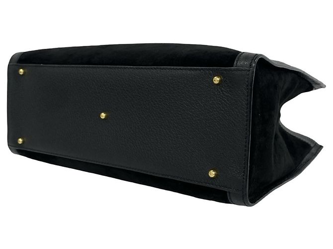 Bamboo Borsa Gucci Vintage in pelle scamosciata e bambù Nero - vista 8