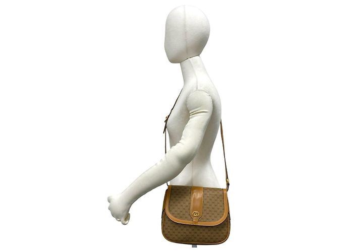 Gucci Vintage Micro GG Logo Lederschultertasche Braun - Ansicht 2