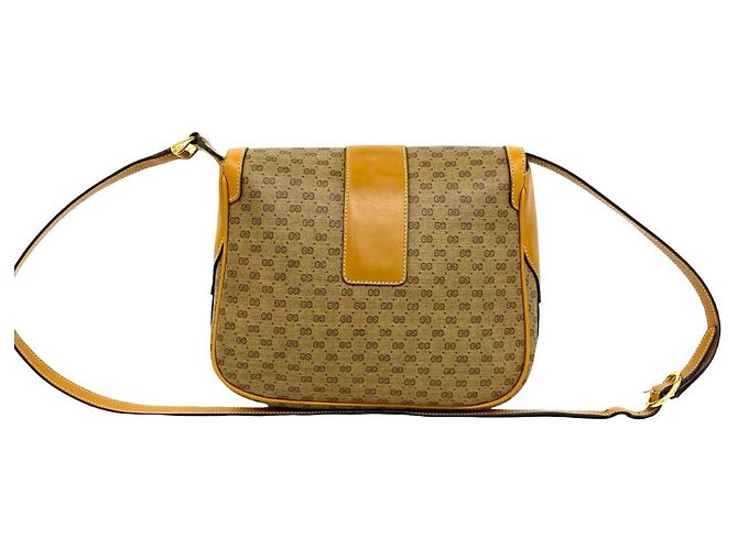 Gucci Vintage Micro GG Logo Lederschultertasche Braun - Ansicht 3