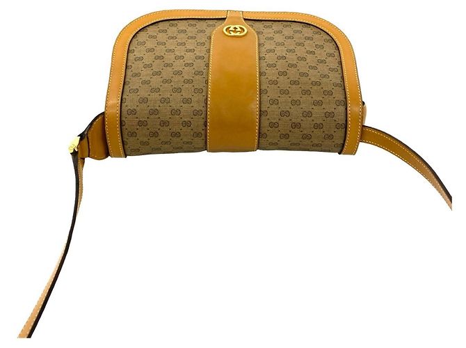Gucci Vintage Micro GG Logo Lederschultertasche Braun - Ansicht 4