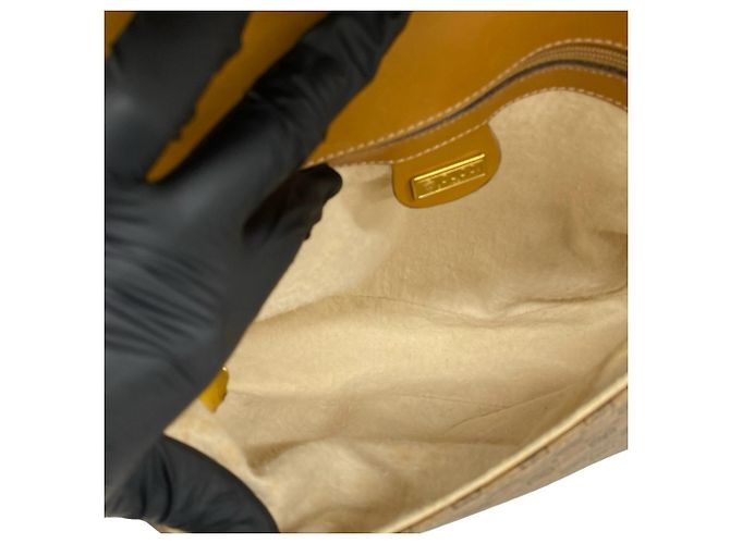 Gucci Vintage Micro GG Logo Lederschultertasche Braun - Ansicht 9