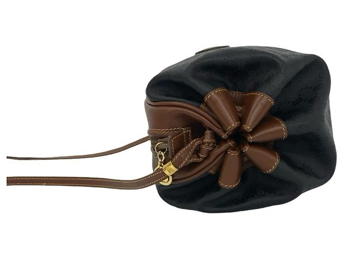 Gucci Vintage Micro GG Logo Leder-Schultertasche Braun Schwarz - Ansicht 5