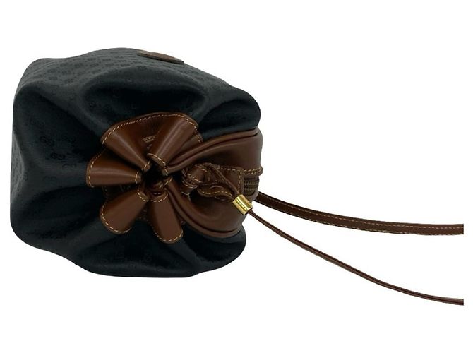 Gucci Vintage Micro GG Logo Leder-Schultertasche Braun Schwarz - Ansicht 6