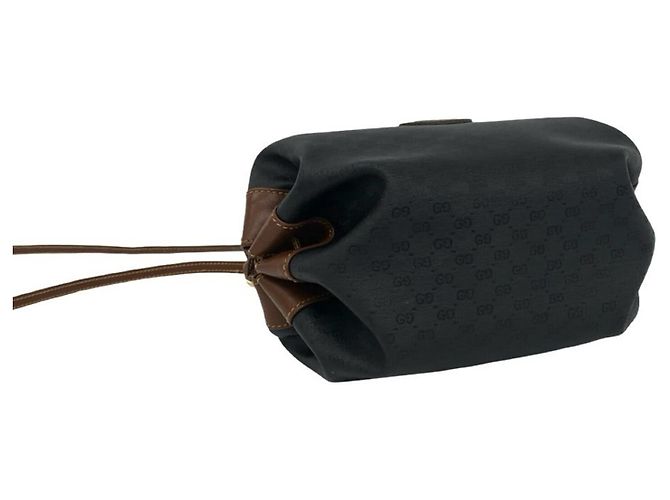 Gucci Vintage Micro GG Logo Leder-Schultertasche Braun Schwarz - Ansicht 7