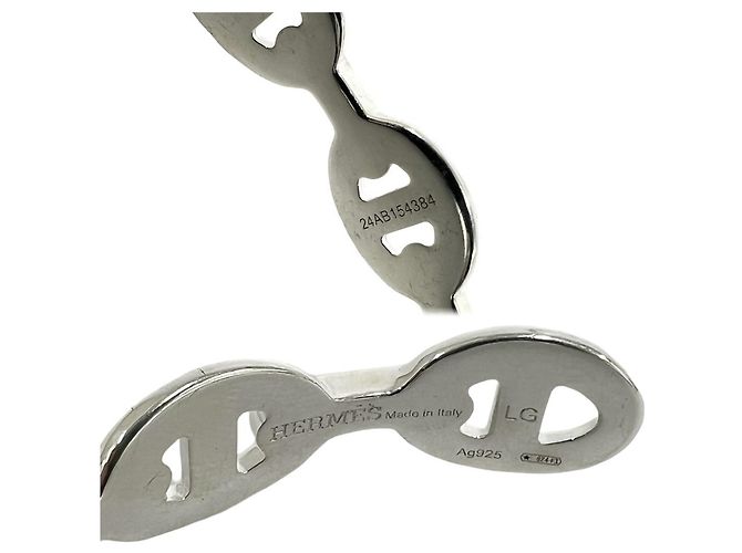 Hermès Bracelet Jonc Hermes Enchainée Argent Argenté - vue 3