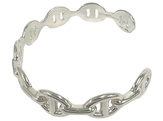 Hermès Bracelet Jonc Hermes Enchainée Argent Argenté - vue 4