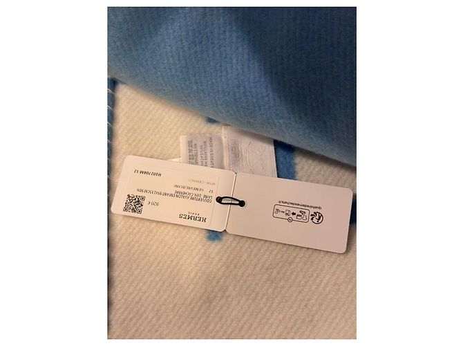 Manta de bebé Hermès Avalon em lã e cashmere Branco Azul - vista 6