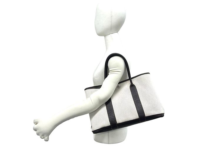 Hermès Borsa Tote Hermes Garden Party PM Toile H Negonda Marrone Crudo - vista 2