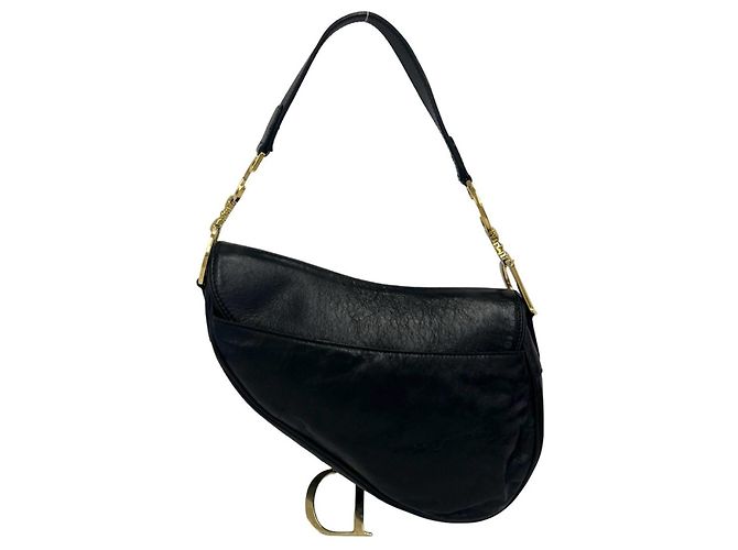 Christian Dior Saddle Logo Leder Semi-One Shoulder Bag Schwarz - Ansicht 3