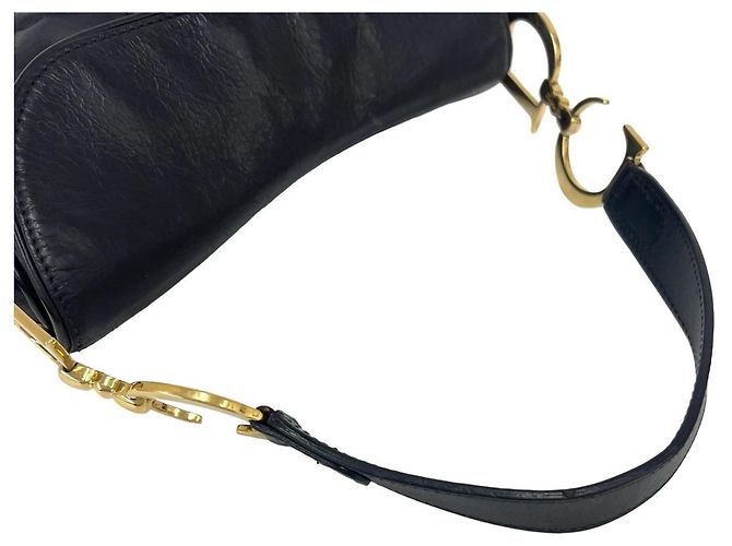 Christian Dior Saddle Logo Leder Semi-One Shoulder Bag Schwarz - Ansicht 4