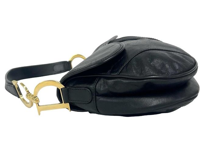 Christian Dior Saddle Logo Leder Semi-One Shoulder Bag Schwarz - Ansicht 5