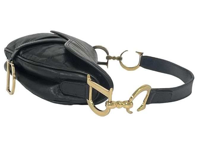 Christian Dior Saddle Logo Leder Semi-One Shoulder Bag Schwarz - Ansicht 6