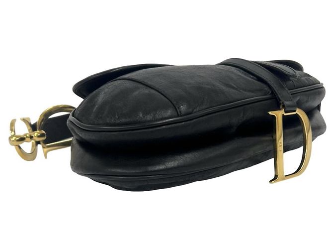 Christian Dior Saddle Logo Leder Semi-One Shoulder Bag Schwarz - Ansicht 7