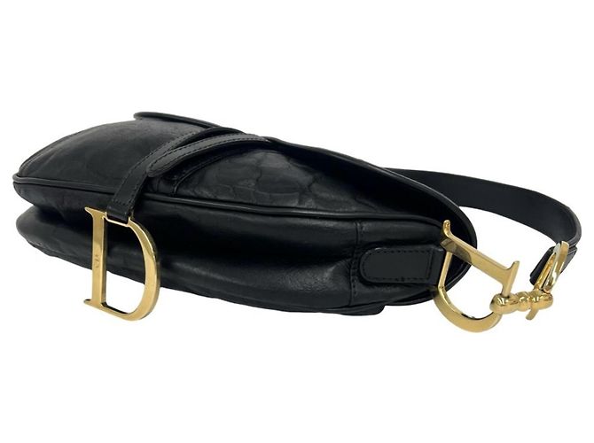 Christian Dior Saddle Logo Leder Semi-One Shoulder Bag Schwarz - Ansicht 8