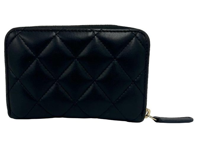 Portafoglio bi-fold Chanel Matelassé Mini in pelle d'agnello nera Nero - vista 2