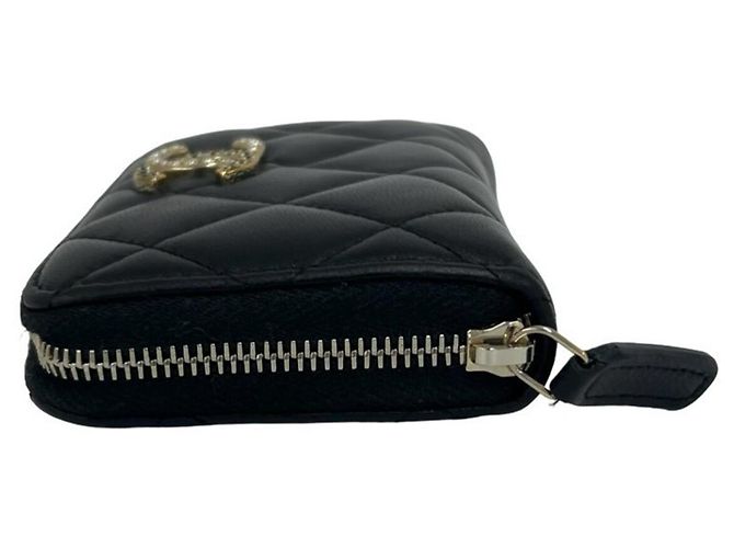 Portafoglio bi-fold Chanel Matelassé Mini in pelle d'agnello nera Nero - vista 4
