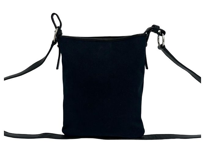 Borsa a tracolla in pelle e tela Yves Saint Laurent Nero - vista 3