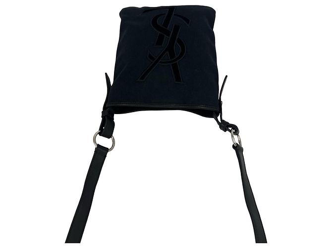Borsa a tracolla in pelle e tela Yves Saint Laurent Nero - vista 4