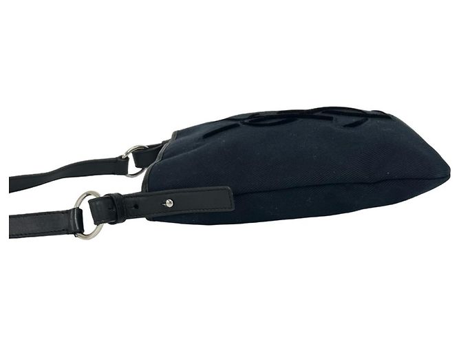 Borsa a tracolla in pelle e tela Yves Saint Laurent Nero - vista 5