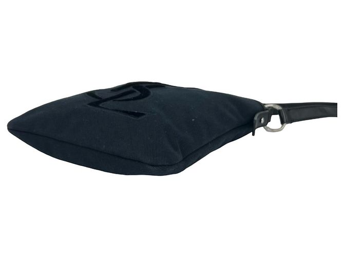 Borsa a tracolla in pelle e tela Yves Saint Laurent Nero - vista 8