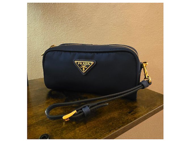 Bolsa de pulso Prada em nylon azul - vista 13