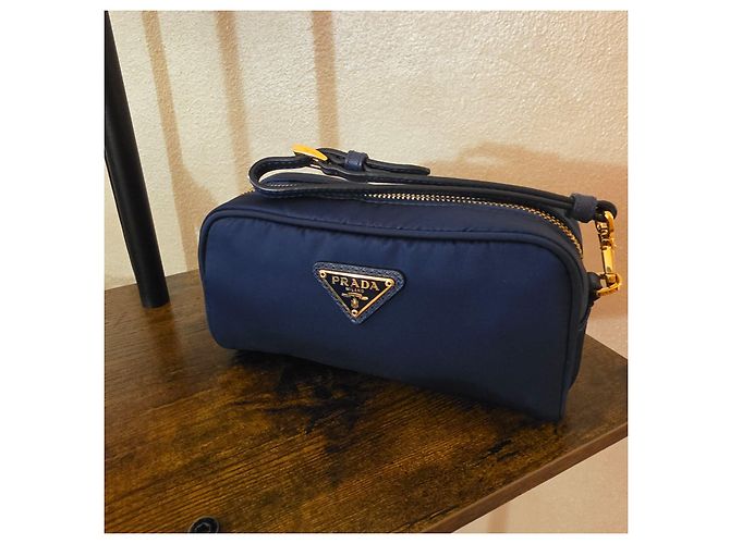 Bolsa de pulso Prada em nylon azul - vista 8