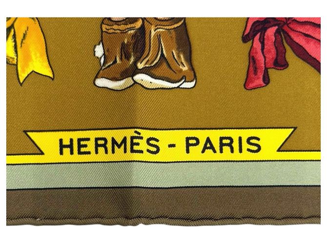 Pañuelo Hermès Kachinas 100% Seda Castaño Caqui - vista 7