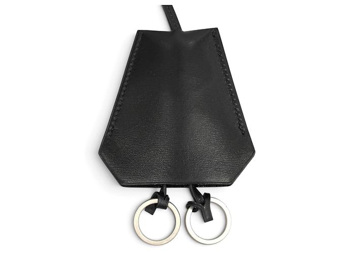 Hermès Collana con ciondolo Clochette in pelle vintage HERMES Nero - vista 4