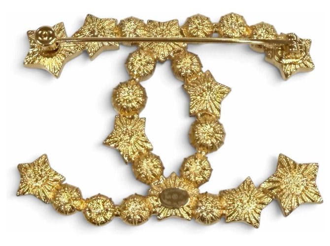 Broche Chanel Coco Mark de strass y perlas eco en forma de estrella Blanco - vista 3