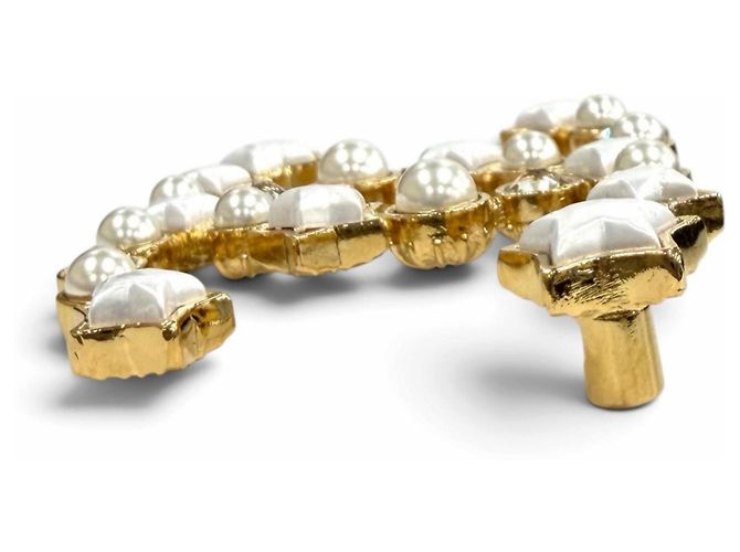Broche Chanel Coco Mark de strass y perlas eco en forma de estrella Blanco - vista 4