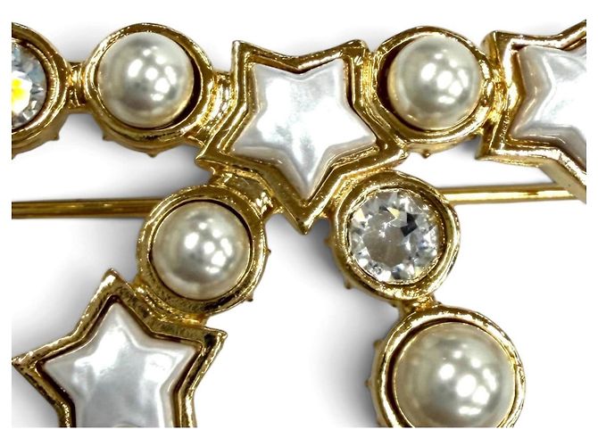 Broche Chanel Coco Mark de strass y perlas eco en forma de estrella Blanco - vista 6