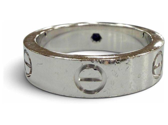 Bague Anneau Cartier en Or Blanc et Saphir Doré - vue 4