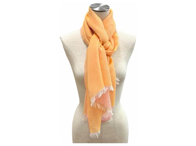 Hermès Estola reversível de seda Hermes Rosa Laranja - vista 2