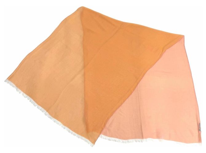 Hermès Estola reversível de seda Hermes Rosa Laranja - vista 3