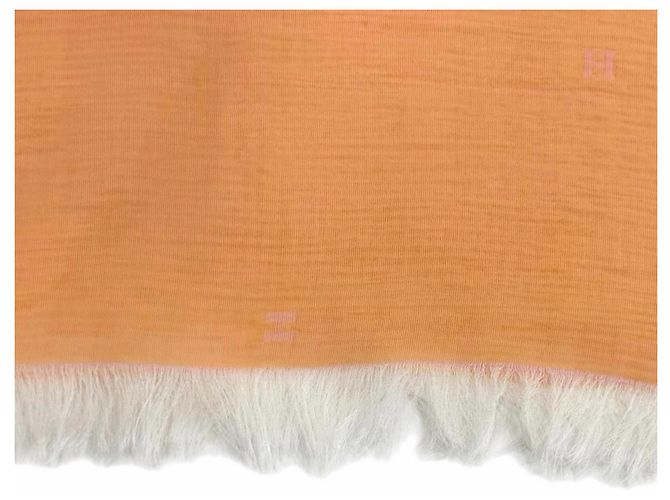 Hermès Estola reversível de seda Hermes Rosa Laranja - vista 5