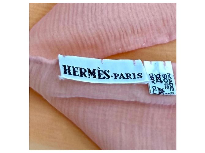 Hermès Estola reversível de seda Hermes Rosa Laranja - vista 7