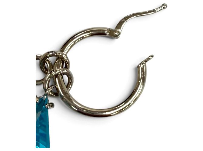 Boucles d'oreilles Prada Bluegrass avec plaque logo triangle Bleu - vue 5