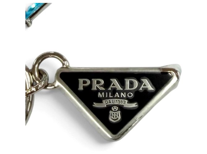 Boucles d'oreilles Prada Bluegrass avec plaque logo triangle Bleu - vue 6