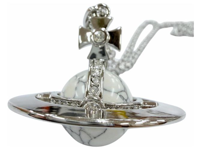 Collana Vivienne Westwood Orb Small Howlite Argento Bianco - vista 3