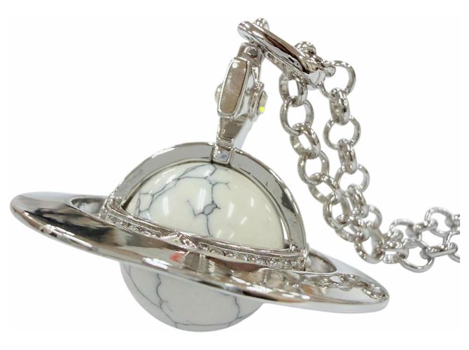 Collana Vivienne Westwood Orb Small Howlite Argento Bianco - vista 4
